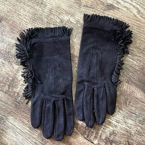 Carolina Amato Suede Fringe Gloves VTG